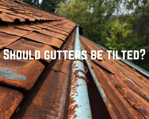 an old tilted gutter