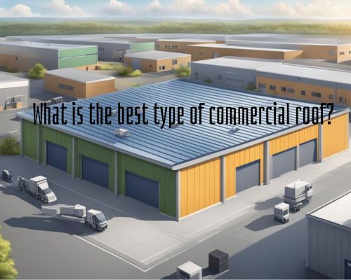 A flat commercial roof with durable, weather-resistant materials, surrounded by industrial buildings and equipment