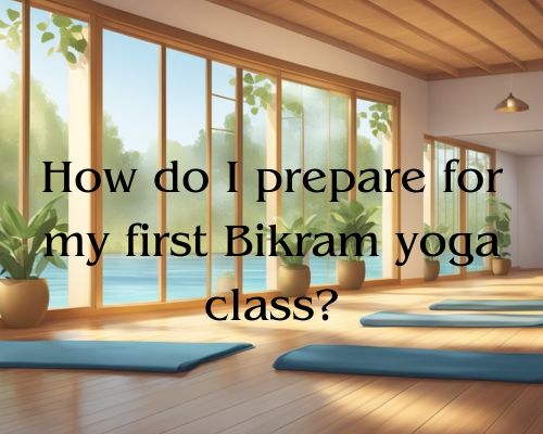 A serene yoga studio with a mirrored wall and bamboo flooring. A row of mats and towels neatly arranged. The room is warm and humid, with soft ambient lighting