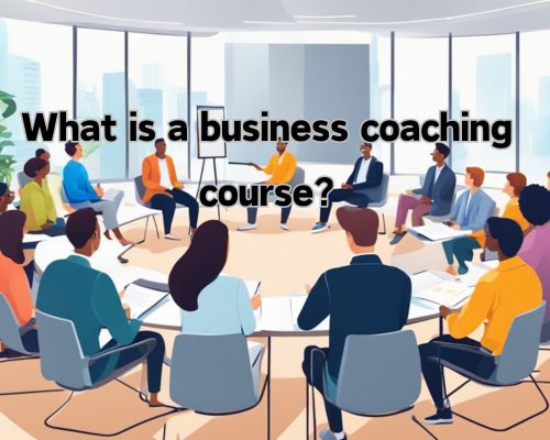 A group of people sitting in a circle, listening to a coach speak and taking notes in a bright, modern conference room