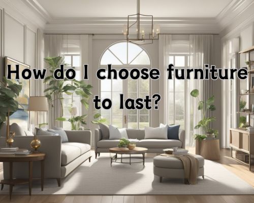 A spacious, well-lit room with durable, timeless furniture. High-quality materials, classic designs, and neutral colors create a cohesive and long-lasting aesthetic