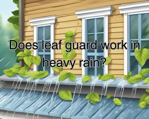 Rain pours down on a roof with leaf guard. Water flows smoothly through the guard, preventing clogging and overflow